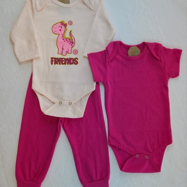 Conjunto 3 peças Menina dino - M